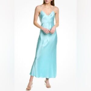 Dannijo aqua blue silk slip maxi dress m nwot